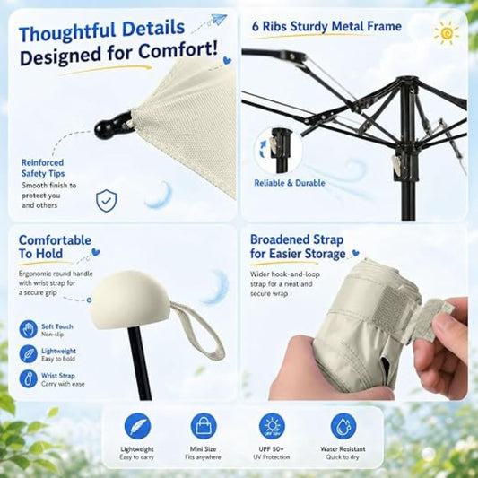 BAODINI Mini Travel Umbrella – Compact UV Protection Pocket Umbrella with Case