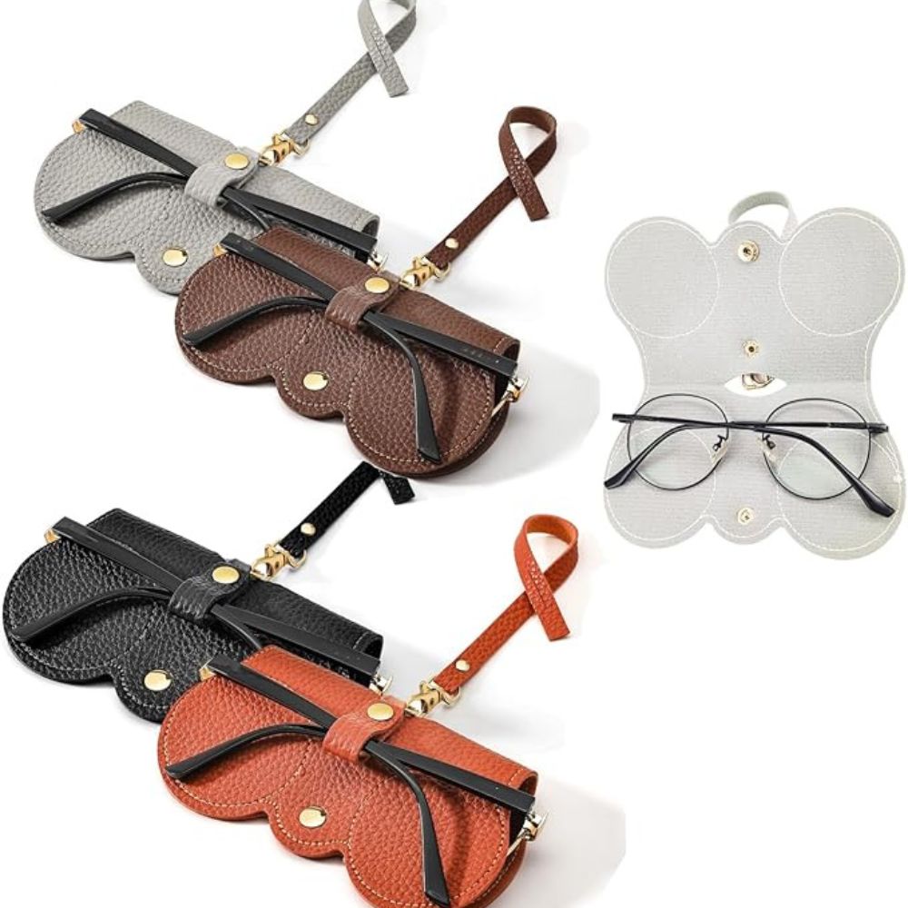 Amzuia Soft Leather Sunglasses Case 5-Pack – Slim Portable Glasses Pouch with Belt Clip
