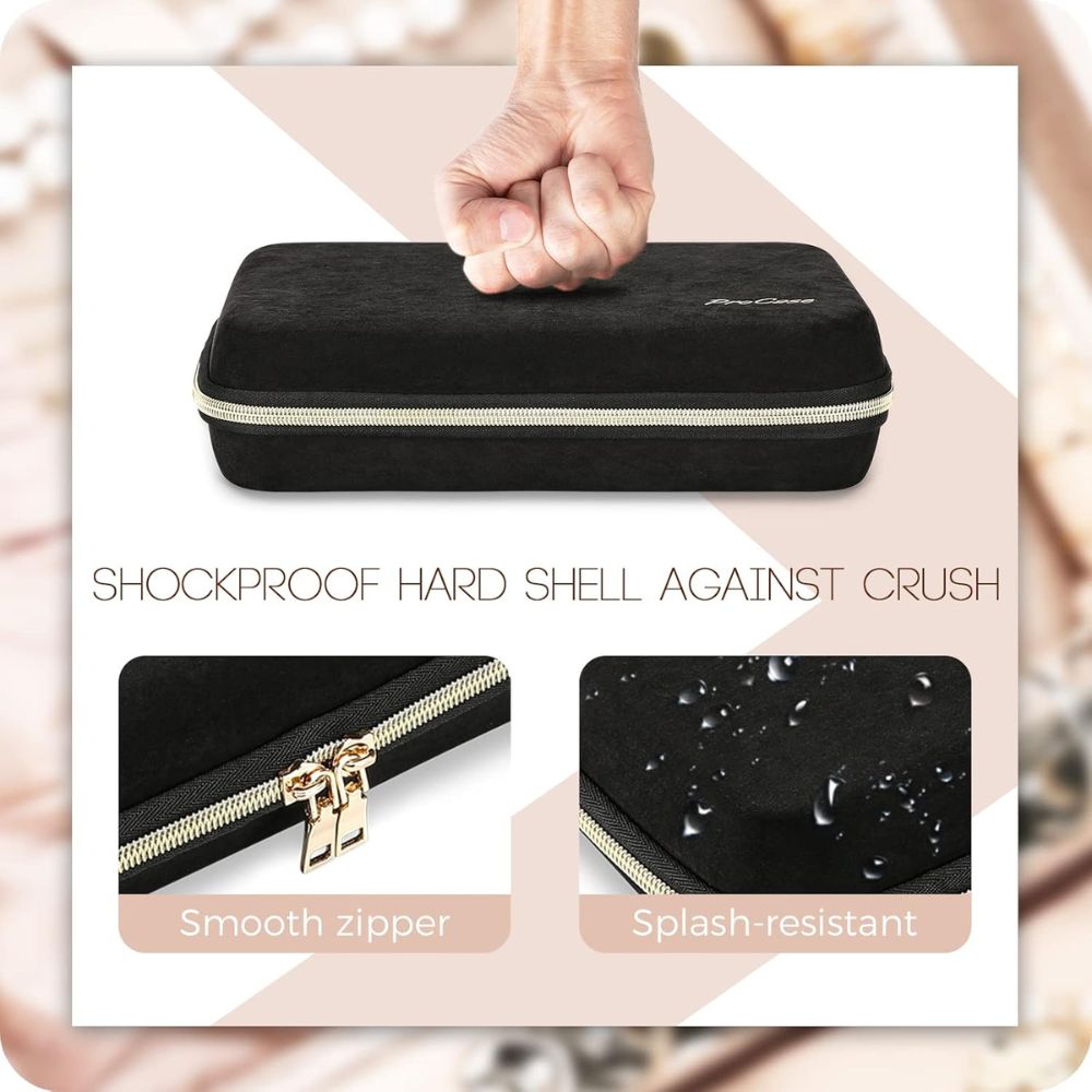 ProCase Extra Large Jewelry Organizer Case – Zippered Storage Book with Clear Pockets (Black)