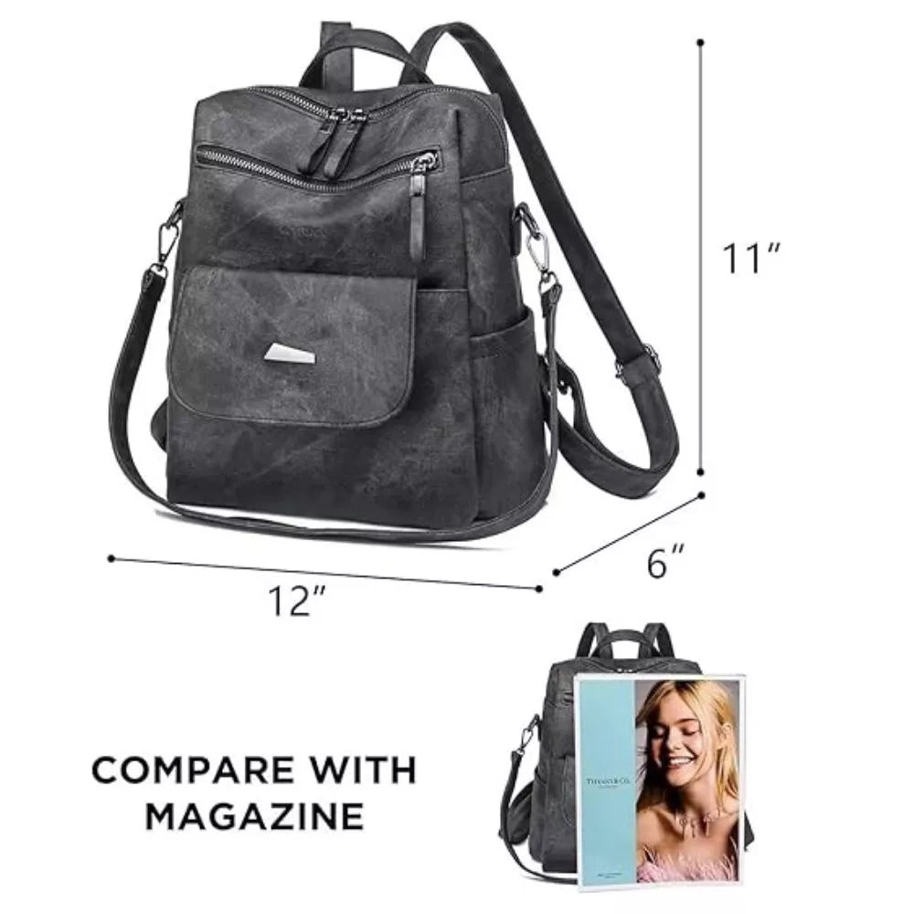 WYFJNX PU Leather Backpack Purse for Women – Fashion Multipurpose Shoulder Bag