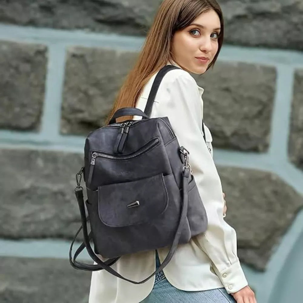 WYFJNX PU Leather Backpack Purse for Women – Fashion Multipurpose Shoulder Bag