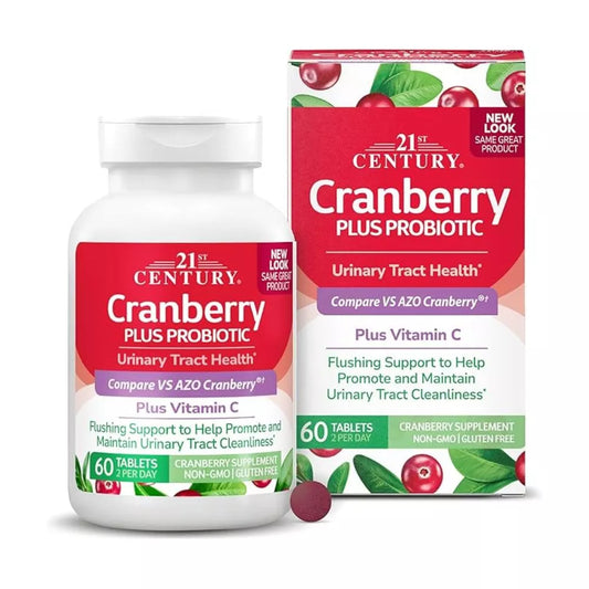 21st Century Cranberry Plus Probiotics with Vitamin C – 60 Tablets