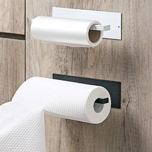 AMERTEER Self Adhesive Paper Towel Holder – No-Drill Wall & Under Cabinet Kitchen Roll Holder (White)