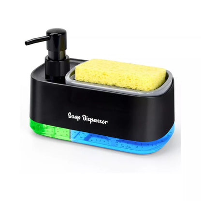 Bestseek 3-in-1 Kitchen Soap Dispenser Set with Sponge Holder – Dual Hand & Dish Soap Pump (Black)