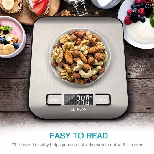 Ultrean Digital Food Scale – High Precision Kitchen Scale with Tare Function, Stainless Steel, Batteries Included