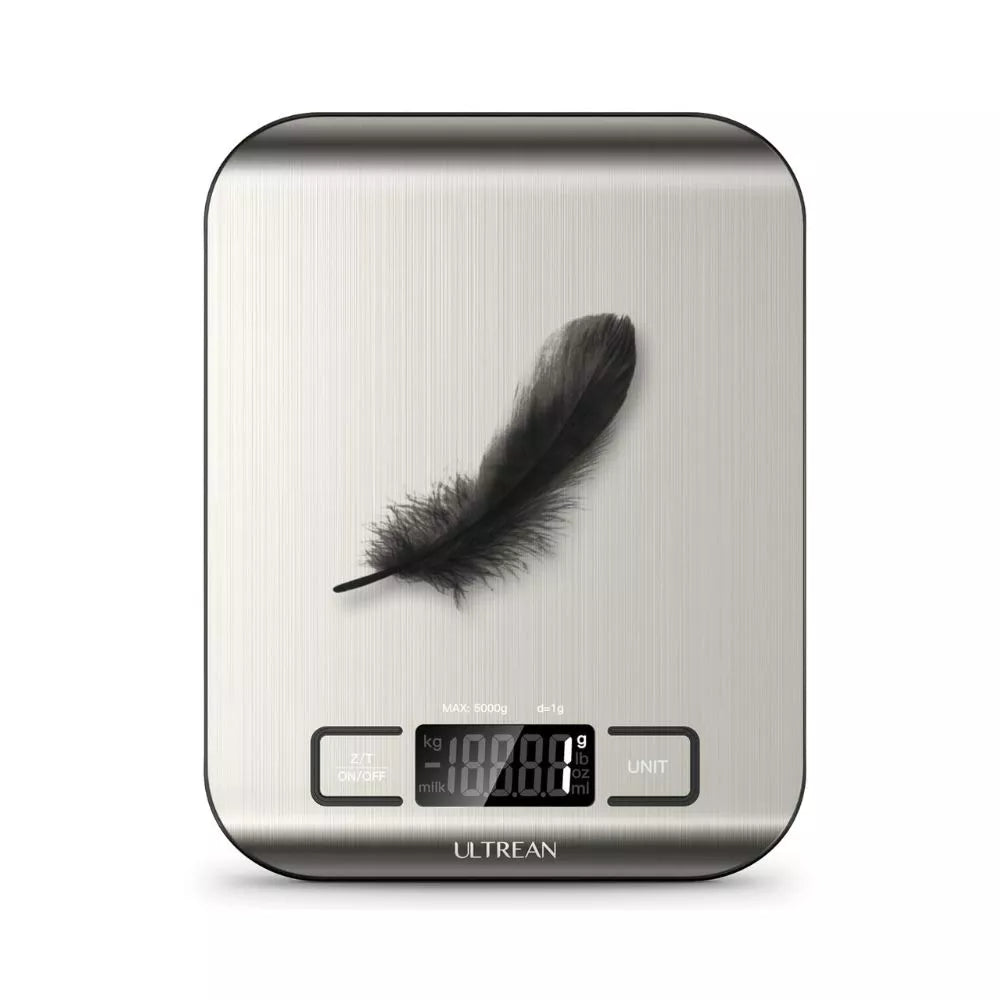 Ultrean Digital Food Scale – High Precision Kitchen Scale with Tare Function, Stainless Steel, Batteries Included