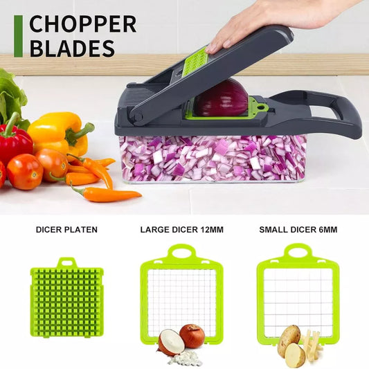 10-in-1 Vegetable Chopper & Mandoline Slicer – Multifunction Food Cutter with Container