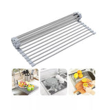 Searik Roll Up Over the Sink Dish Drying Rack – Foldable Stainless Steel Kitchen Sink Organizer (20.5" × 15.7")