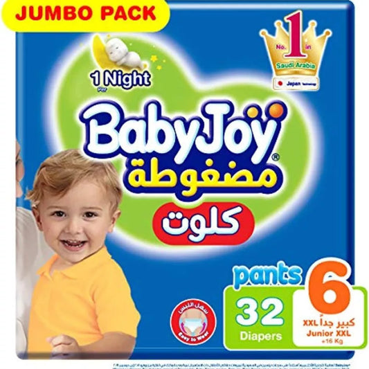 BabyJoy Cullotte Pants Diapers Jumbo Pack – Junior XXL Size 6 (16+ kg), 32 Count