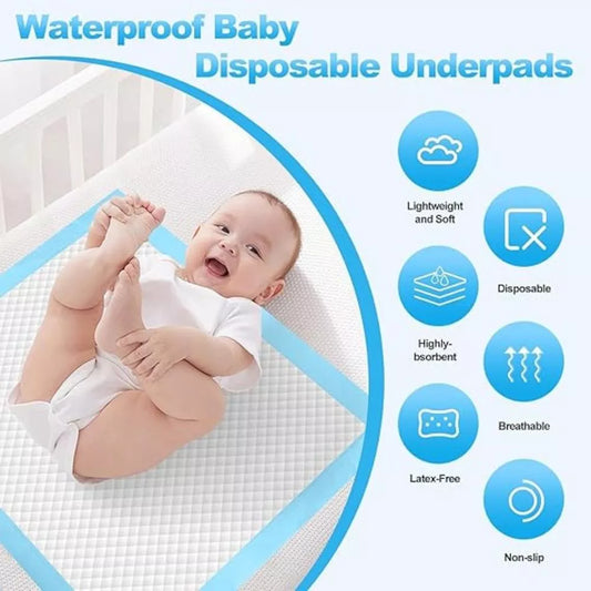 SKY-TOUCH Baby Disposable Changing Mats 50 Pack – Waterproof Absorbent Changing Pads 45×60cm