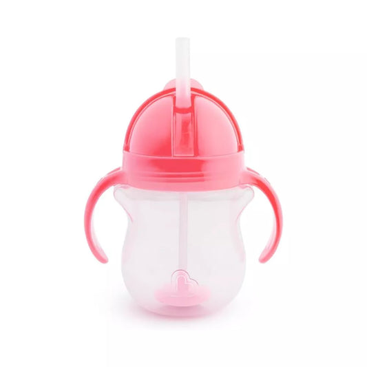 Munchkin Click Lock Tip & Sip Trainer Cup 7oz – Spill-Proof Baby Straw Cup (Pink)