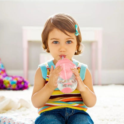 Munchkin Click Lock Tip & Sip Trainer Cup 7oz – Spill-Proof Baby Straw Cup (Pink)