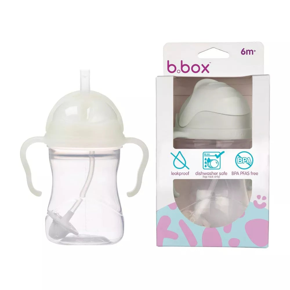 b.box Sippy Cup with Weighted Straw 8oz – Leakproof Baby Training Cup (Glow in the Dark)